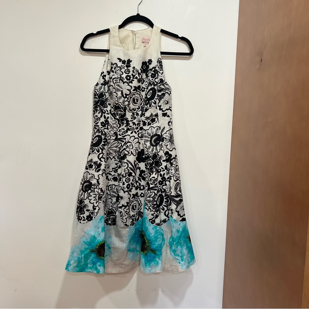 Tracy Reese Watercolor Floral Linen Dress